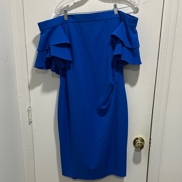 Lauren Ralph Lauren Royal Blue Off-Shoulder Dress - Picture 1 of 4